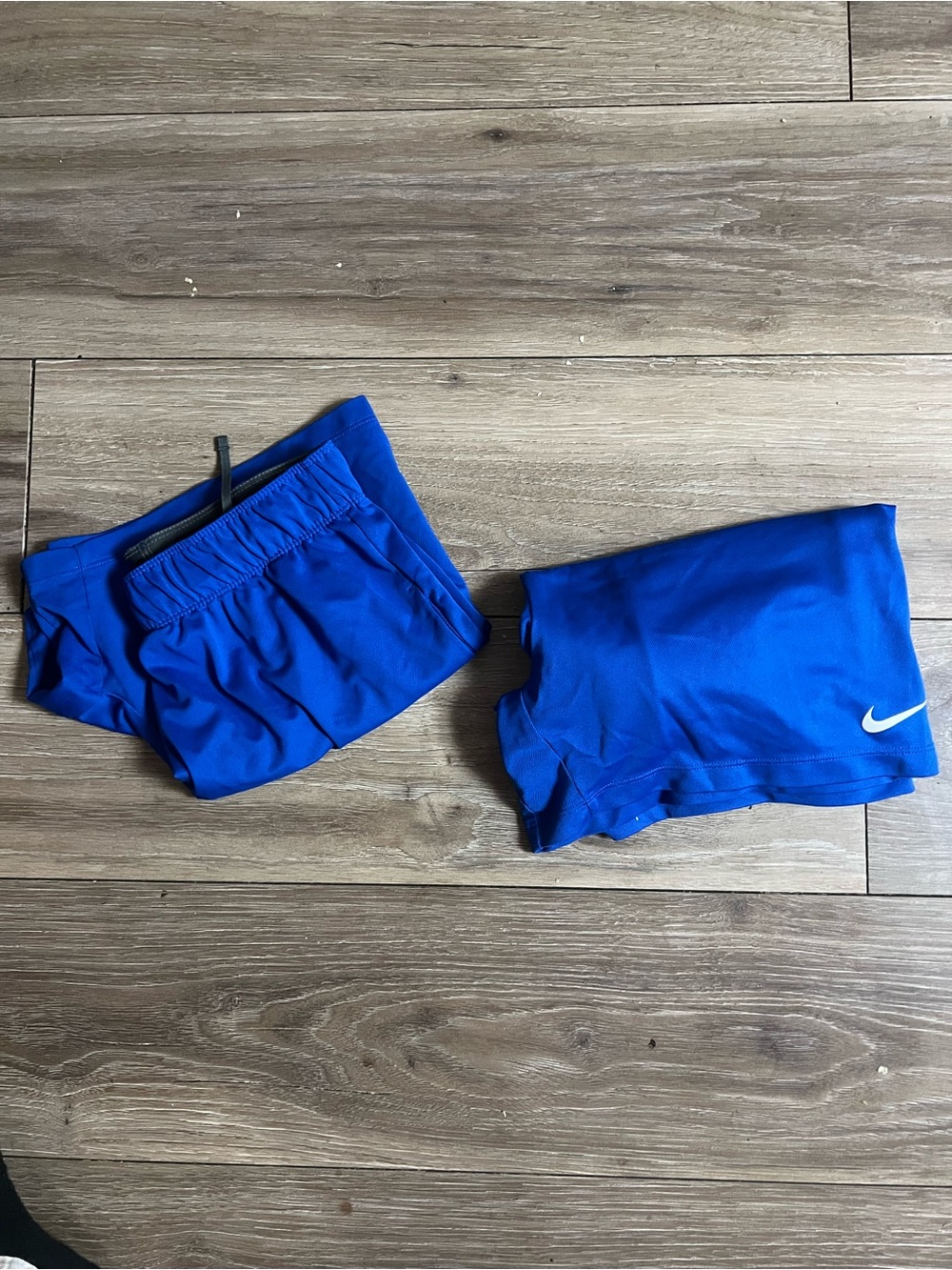2 shorts - Nike Women's Athletic Shorts - Bright Blue with White Swoosh